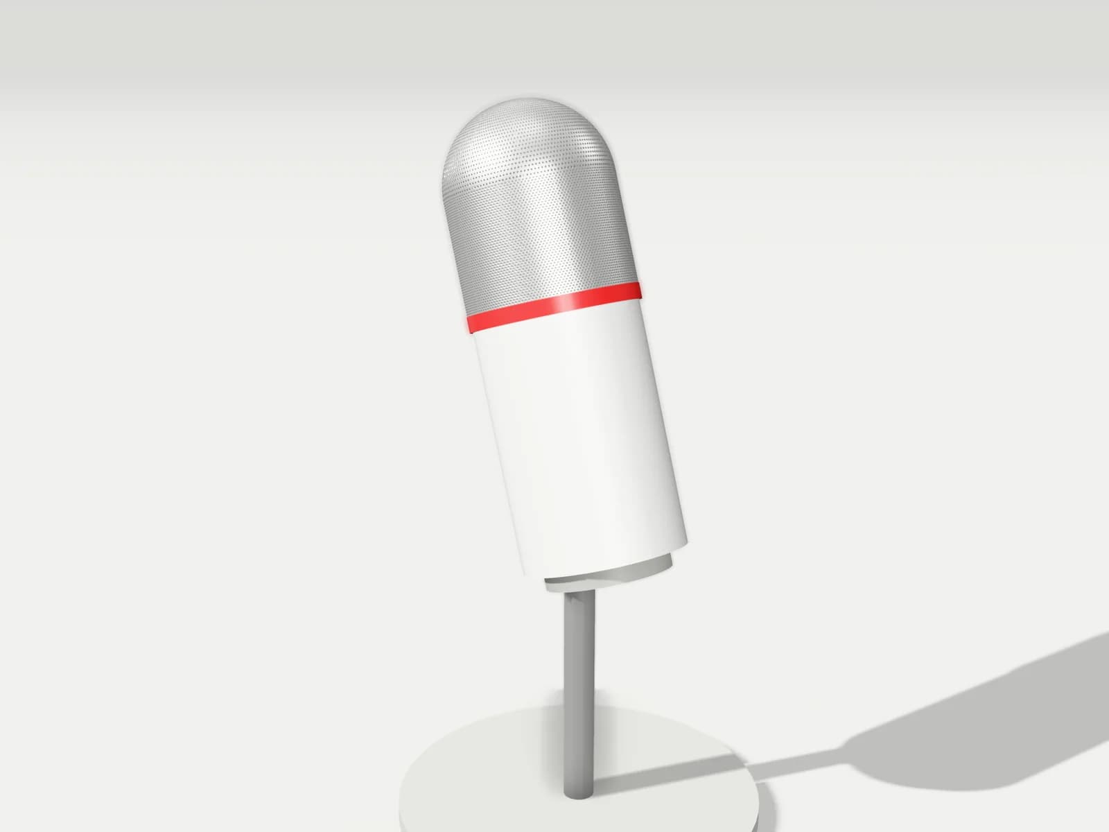 Illustration: a microphone on a stand, with a red ring.