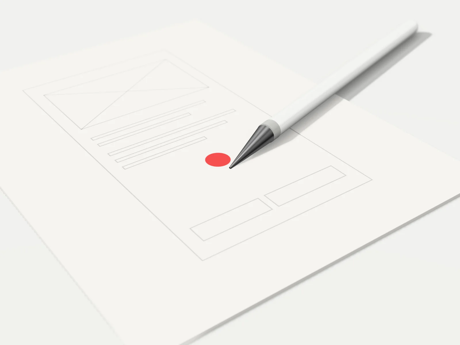 Illustration: a stylus on a sketched screen, its tip at a red dot.