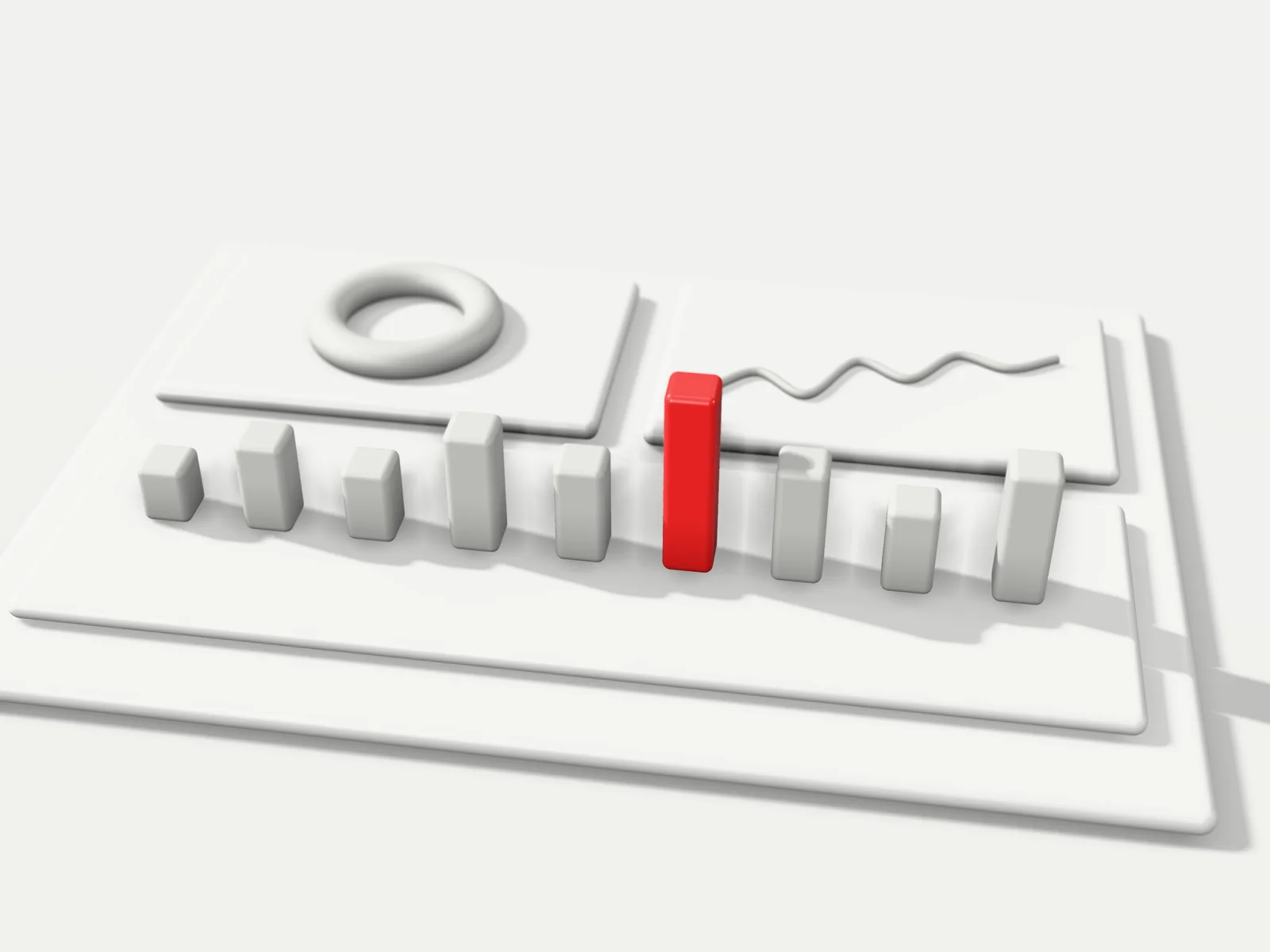 Illustration: dashboard tiles, with one red bar among the grey.