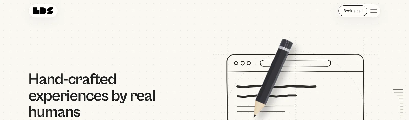 The LDS home page hero with its pencil